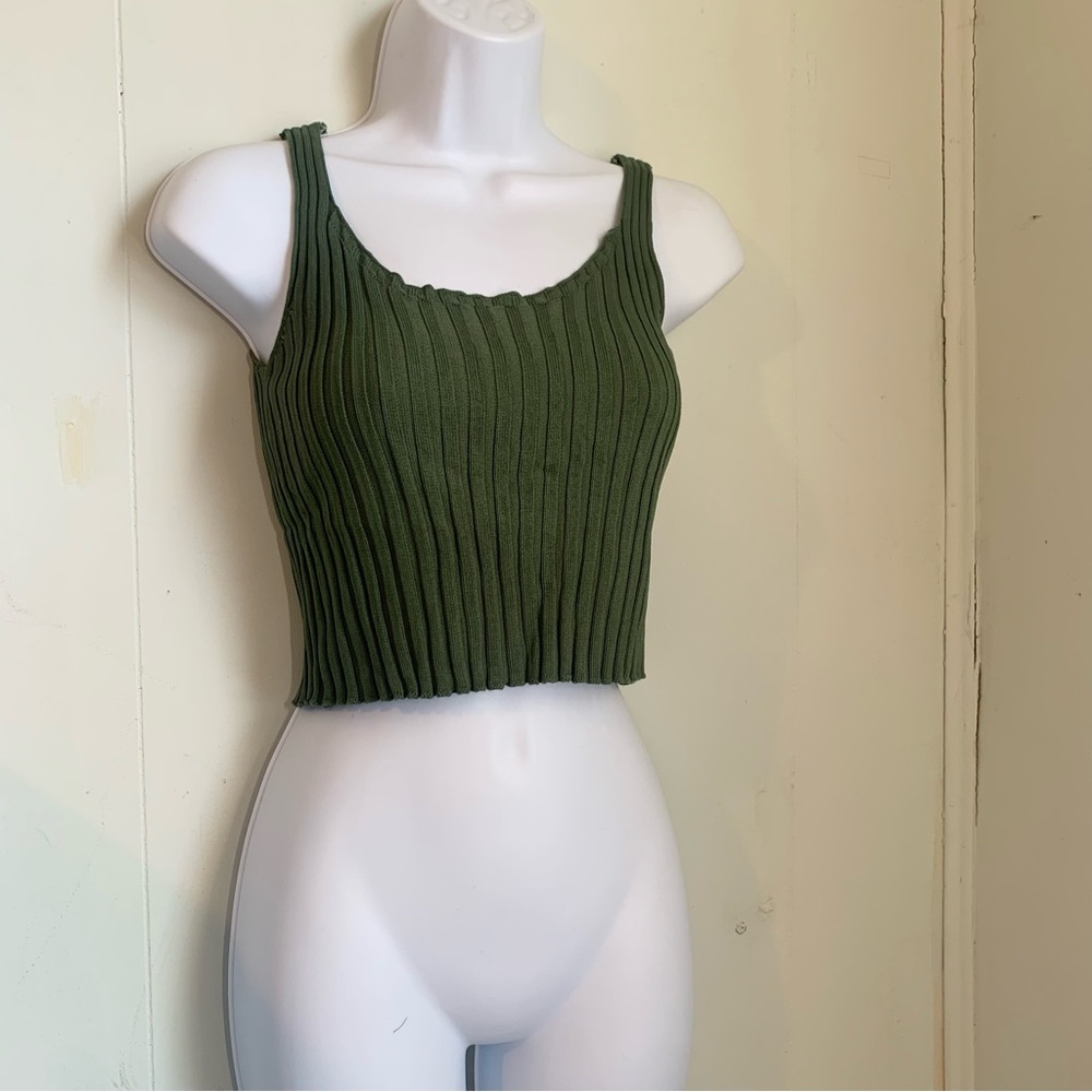 Green Ribbed Tank Top - Picture 6 of 10